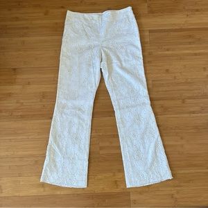 MAGASHONI Embroidered White Beautiful Floral EYELET Beaded Fitted Sz 4 Pants